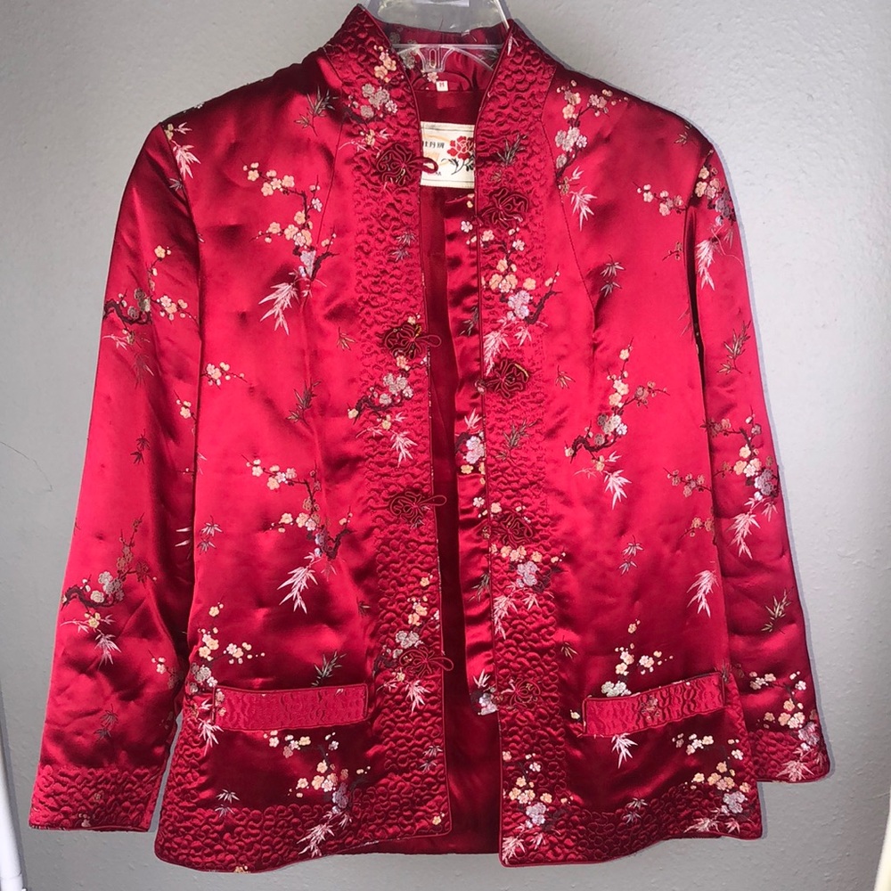 Authentic Vintage Chinese Satin Mandarin collar fully lined Possibly reversible